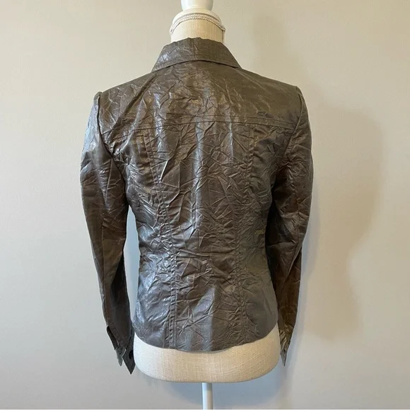 Emil Rutenberg Jacket Metallic Pewter Crinkle Lagenlook Avant Garde Designer 2 - Picture 4 of 6
